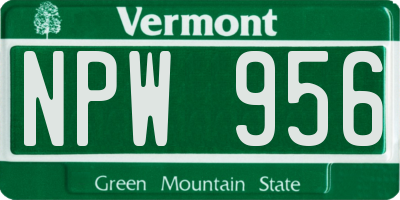 VT license plate NPW956