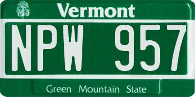 VT license plate NPW957
