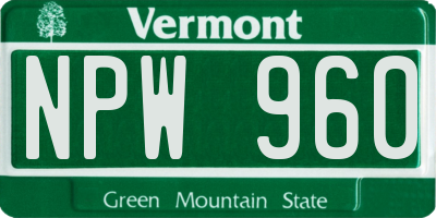 VT license plate NPW960
