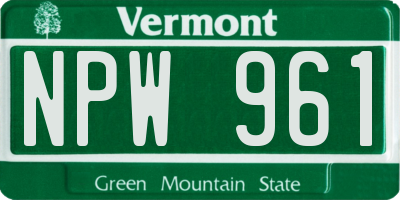 VT license plate NPW961