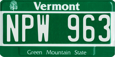 VT license plate NPW963