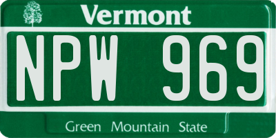 VT license plate NPW969