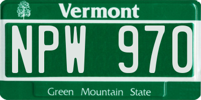VT license plate NPW970