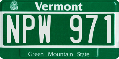 VT license plate NPW971