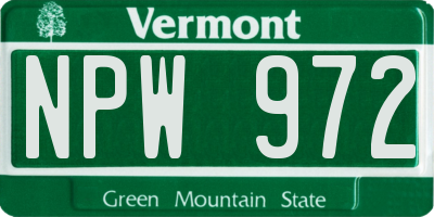 VT license plate NPW972