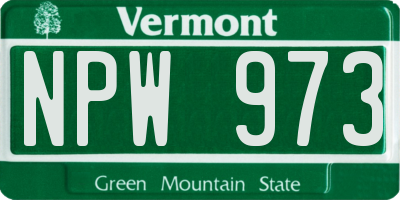 VT license plate NPW973