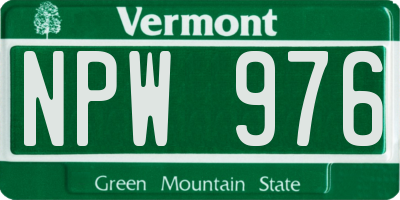 VT license plate NPW976