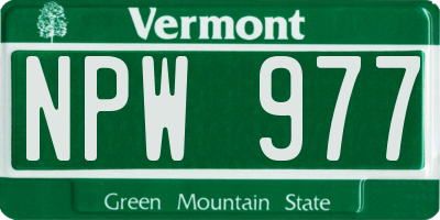 VT license plate NPW977