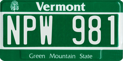 VT license plate NPW981