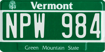 VT license plate NPW984