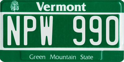 VT license plate NPW990