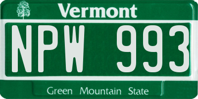 VT license plate NPW993