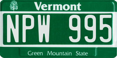 VT license plate NPW995