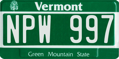 VT license plate NPW997