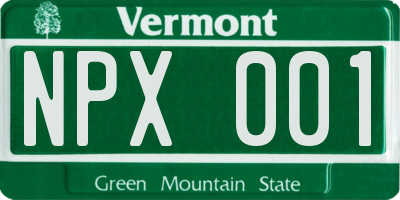 VT license plate NPX001