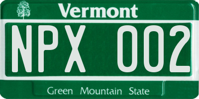 VT license plate NPX002