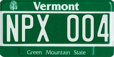 VT license plate NPX004