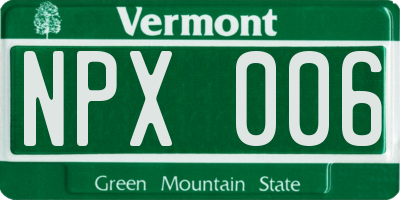 VT license plate NPX006