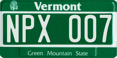 VT license plate NPX007