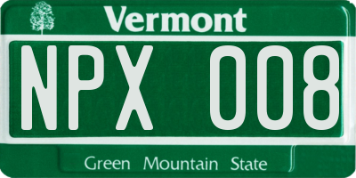 VT license plate NPX008