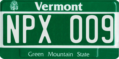 VT license plate NPX009
