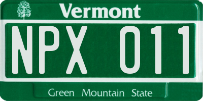 VT license plate NPX011