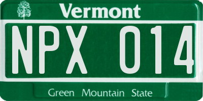 VT license plate NPX014