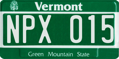 VT license plate NPX015