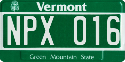 VT license plate NPX016
