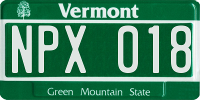VT license plate NPX018