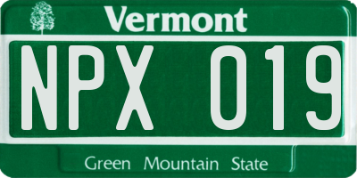 VT license plate NPX019