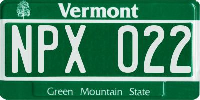 VT license plate NPX022