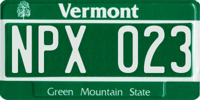 VT license plate NPX023