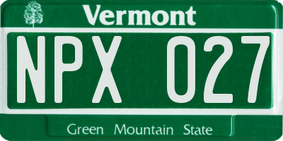 VT license plate NPX027