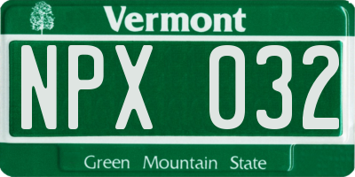 VT license plate NPX032