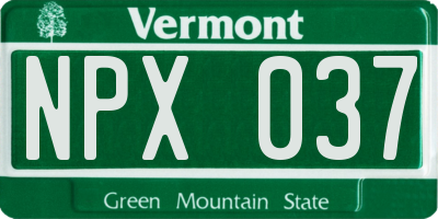 VT license plate NPX037