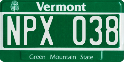 VT license plate NPX038