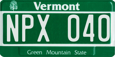 VT license plate NPX040
