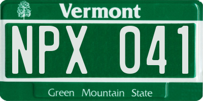 VT license plate NPX041