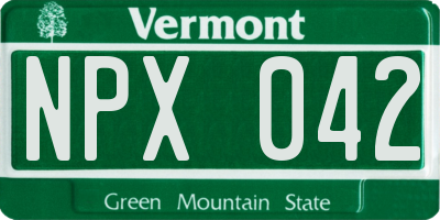 VT license plate NPX042