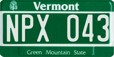 VT license plate NPX043