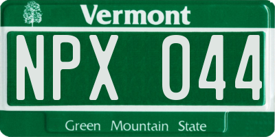 VT license plate NPX044
