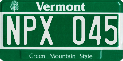 VT license plate NPX045