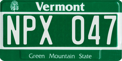 VT license plate NPX047