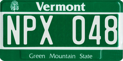 VT license plate NPX048