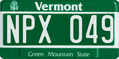 VT license plate NPX049