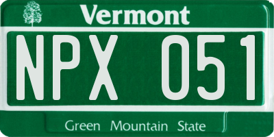 VT license plate NPX051