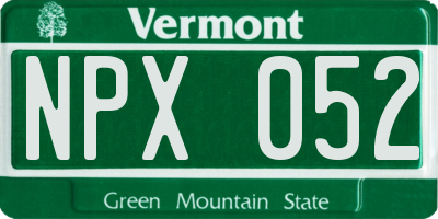 VT license plate NPX052