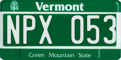 VT license plate NPX053