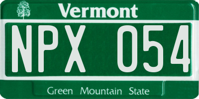 VT license plate NPX054